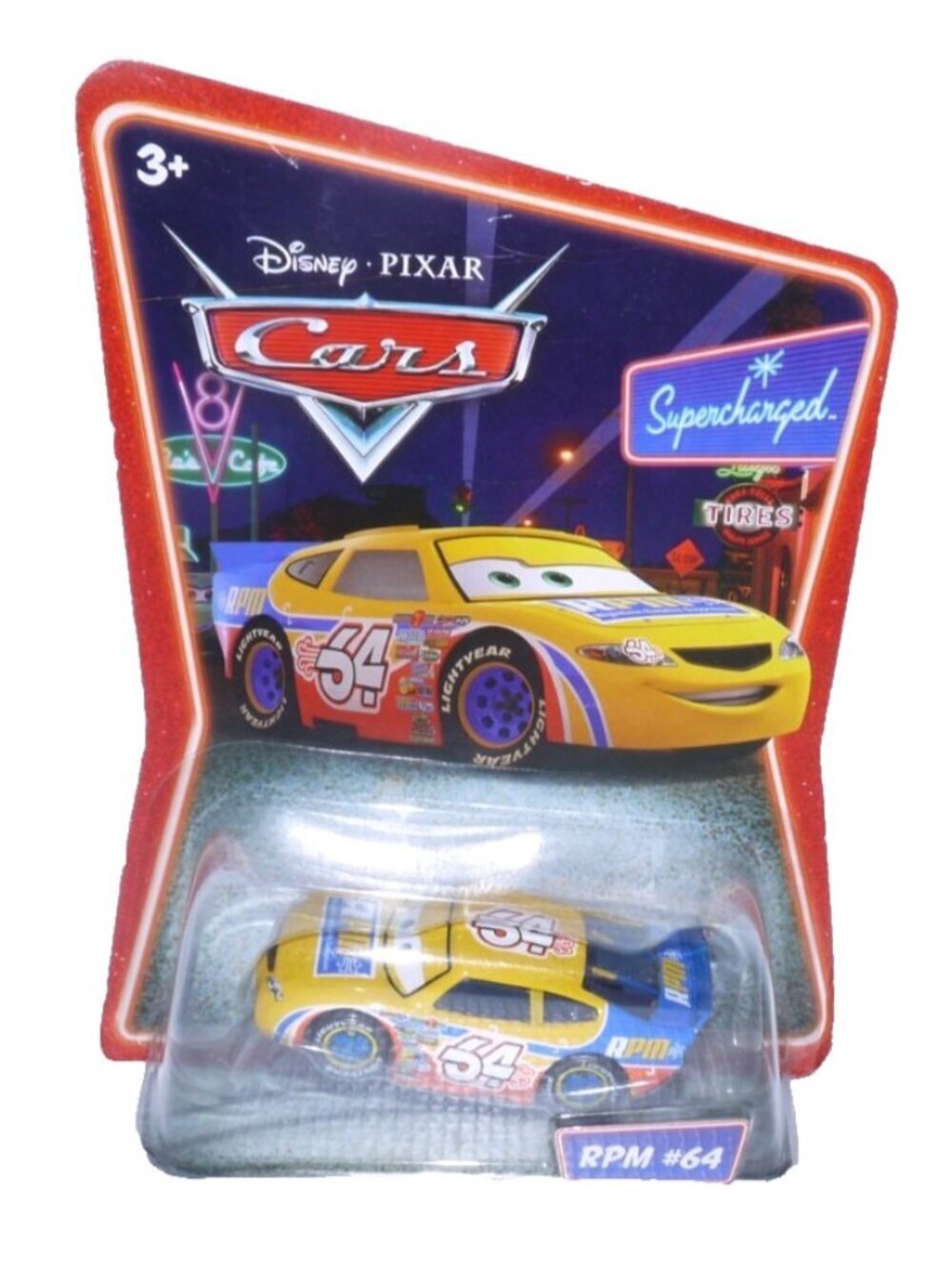 Disney Pixar Cars RPM #64 Supercharged toy car Mattel New, Package Damaged